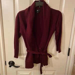 Maroon tie up Sweater
